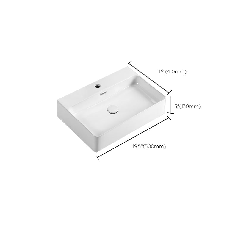 Modern Style Rectangular Vessel Sink with 1-Faucet Hole Porcelain Wash Stand
