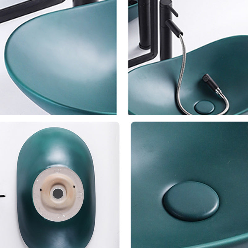 Modern Vessel Lavatory Sink Oval Porcelain with Faucet Vessel Sink
