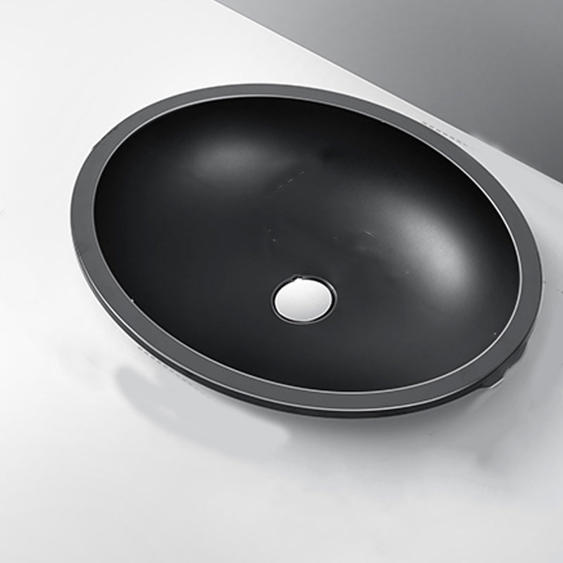 Oval Porcelain Vessel Sink Modern Bathroom Sink with Overflow(Not Including Faucet)