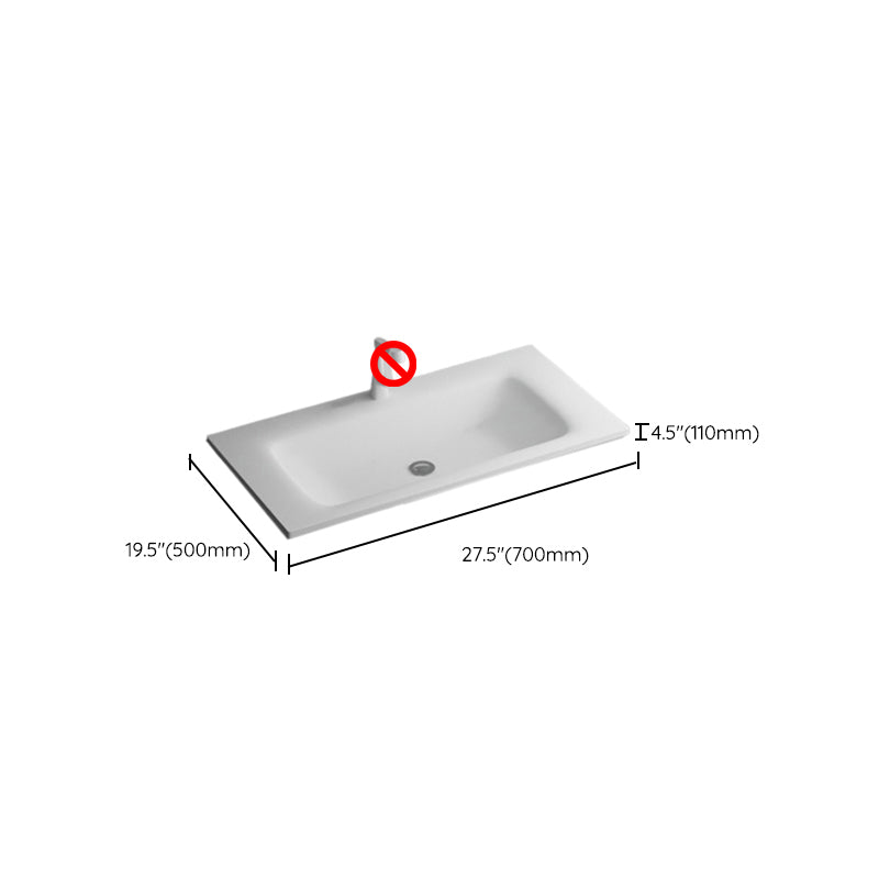 Modern Bathroom Sink Rectangular Wall Mount Bathroom Sink (Not Including Faucet)