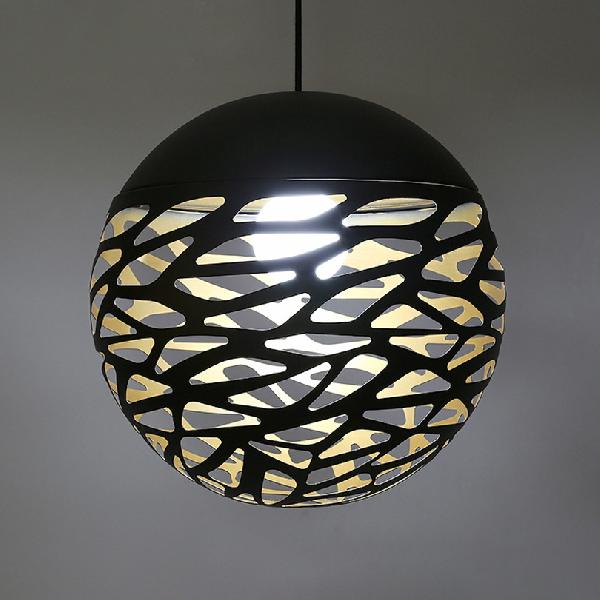 8"/12" W Stenciled Metal Shade Pendant Light Contemporary 1 Light Dining Room Hanging Light in Black/White