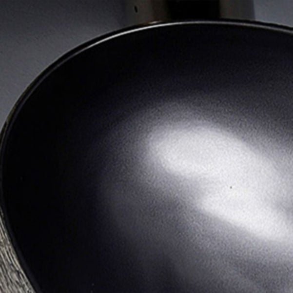 Modern Bathroom Sink Black Oval Ceramic Bathroom Sink with Faucet