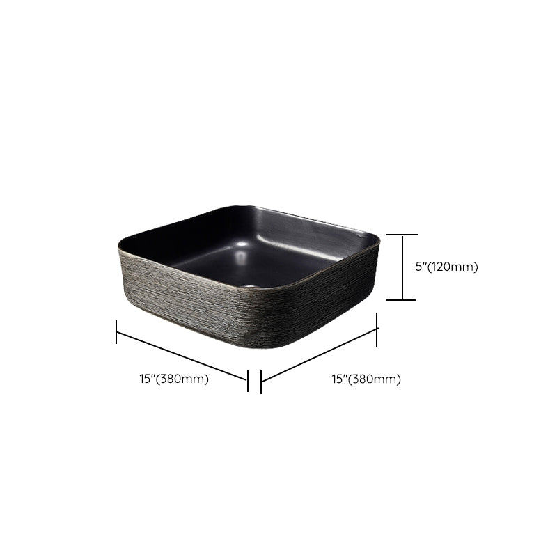 Modern Bathroom Sink Black Oval Ceramic Bathroom Sink with Faucet