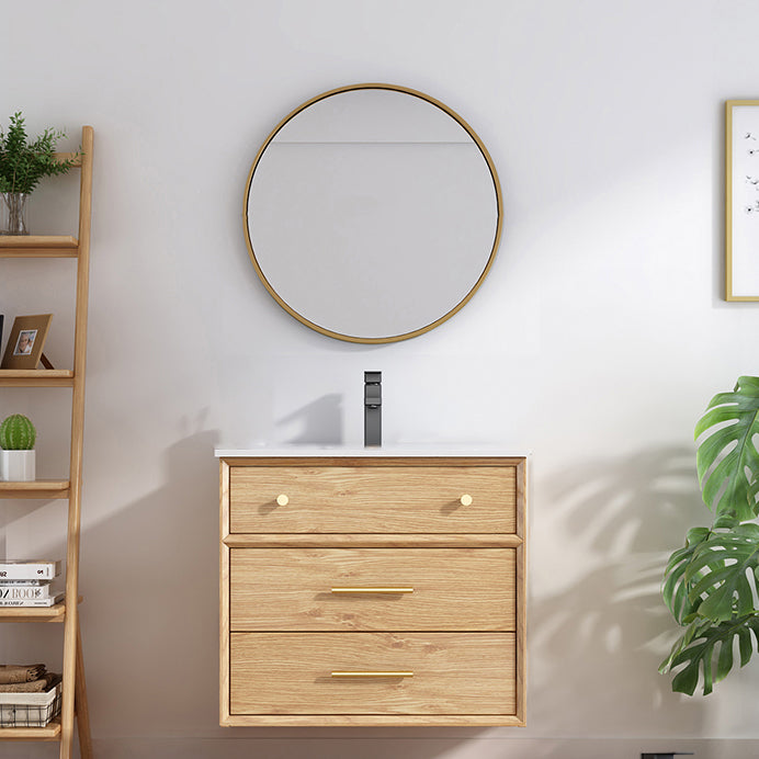 Freestanding Drawers Bath Vanity Wood Rectangle Single Sink Mirror Bathroom Vanity