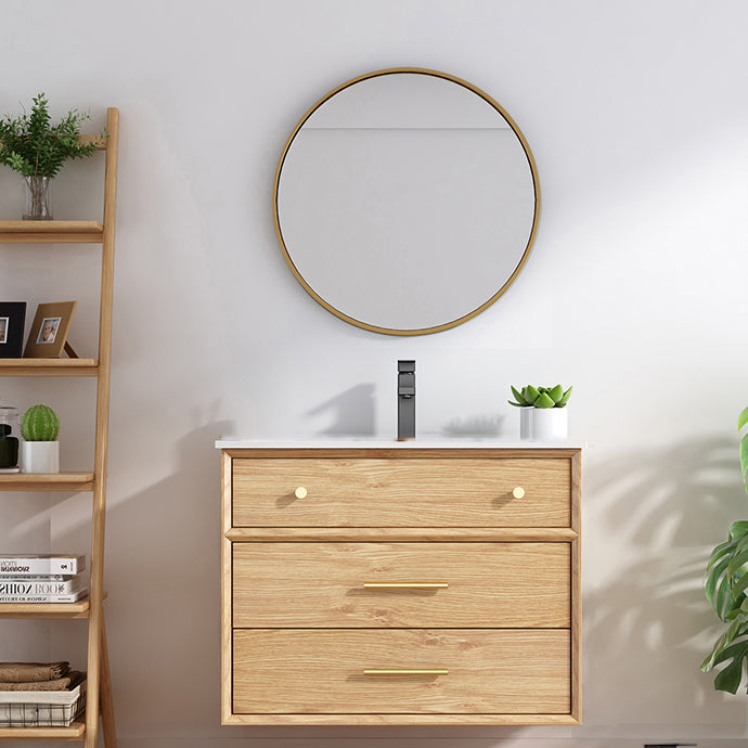 Freestanding Drawers Bath Vanity Wood Rectangle Single Sink Mirror Bathroom Vanity