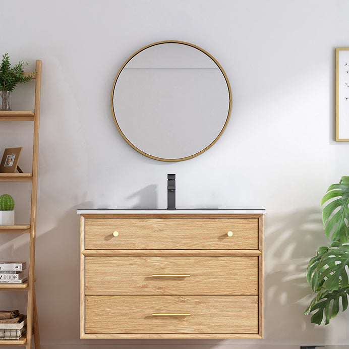 Freestanding Drawers Bath Vanity Wood Rectangle Single Sink Mirror Bathroom Vanity