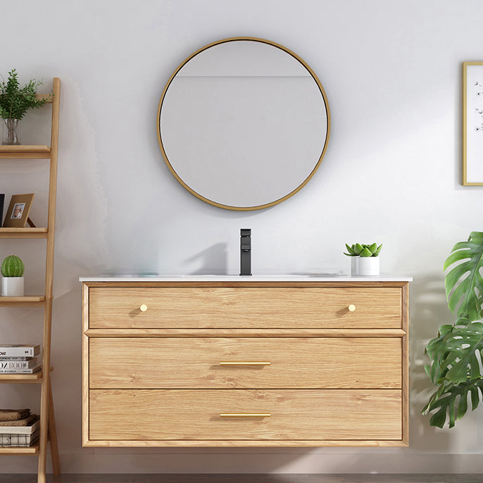 Freestanding Drawers Bath Vanity Wood Rectangle Single Sink Mirror Bathroom Vanity