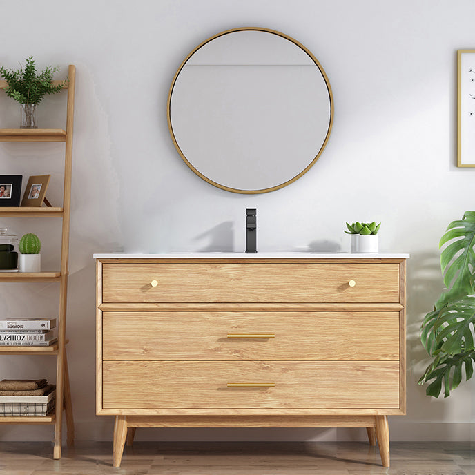 Freestanding Drawers Bath Vanity Wood Rectangle Single Sink Mirror Bathroom Vanity