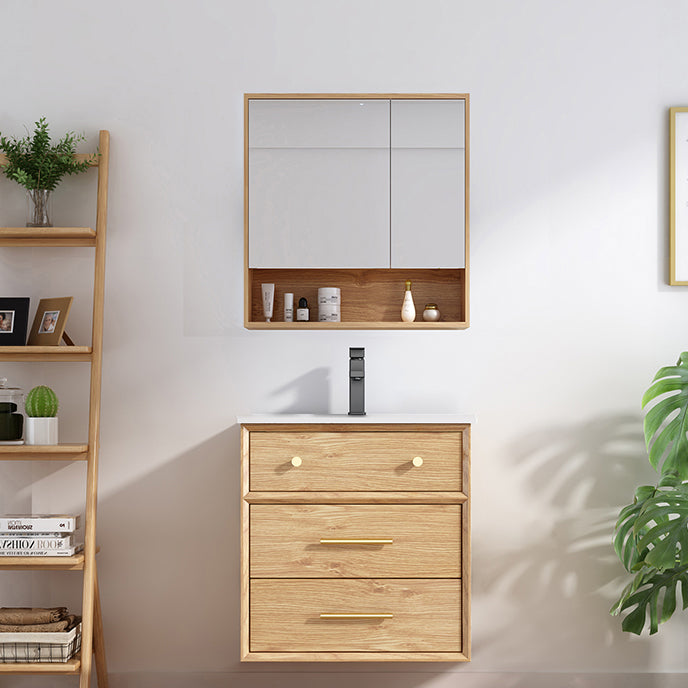 Freestanding Drawers Bath Vanity Wood Rectangle Single Sink Mirror Bathroom Vanity