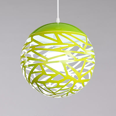 8"/12" W Stenciled Metal Shade Pendant Light Contemporary 1 Light Dining Room Hanging Light in Black/White