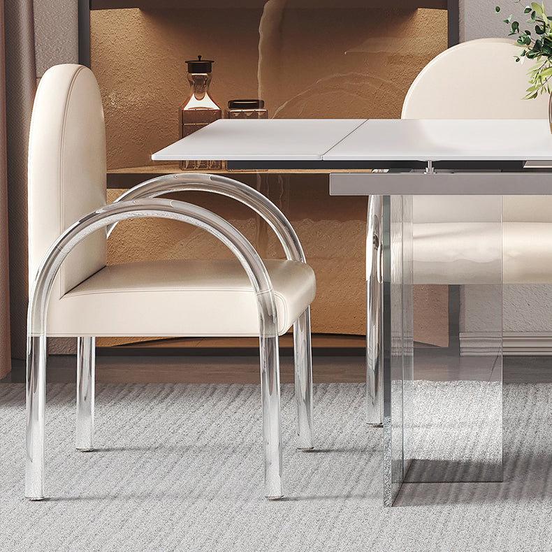 Contemporary 1/4/5/7 Pieces Furniture Rectangle Stone Dining Set in White