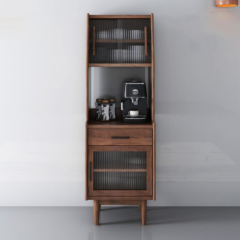 Pine Contemporary Storage Cabinet Glass Doors Dining Hutch with Drawers