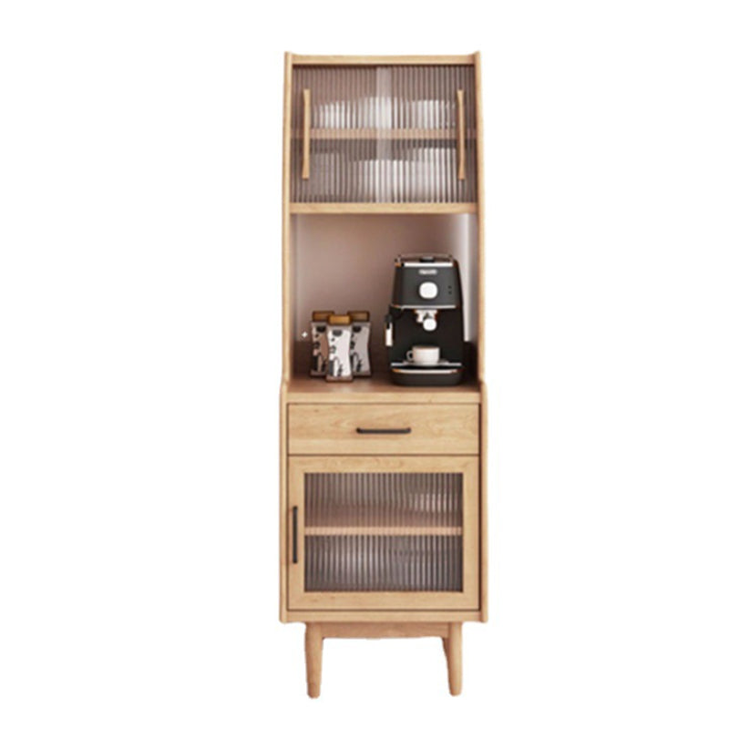 Pine Contemporary Storage Cabinet Glass Doors Dining Hutch with Drawers