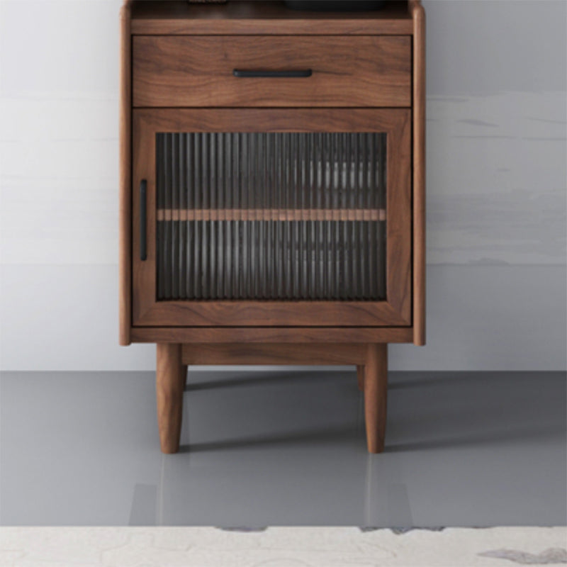 Pine Contemporary Storage Cabinet Glass Doors Dining Hutch with Drawers