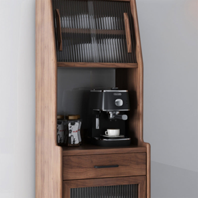 Pine Contemporary Storage Cabinet Glass Doors Dining Hutch with Drawers