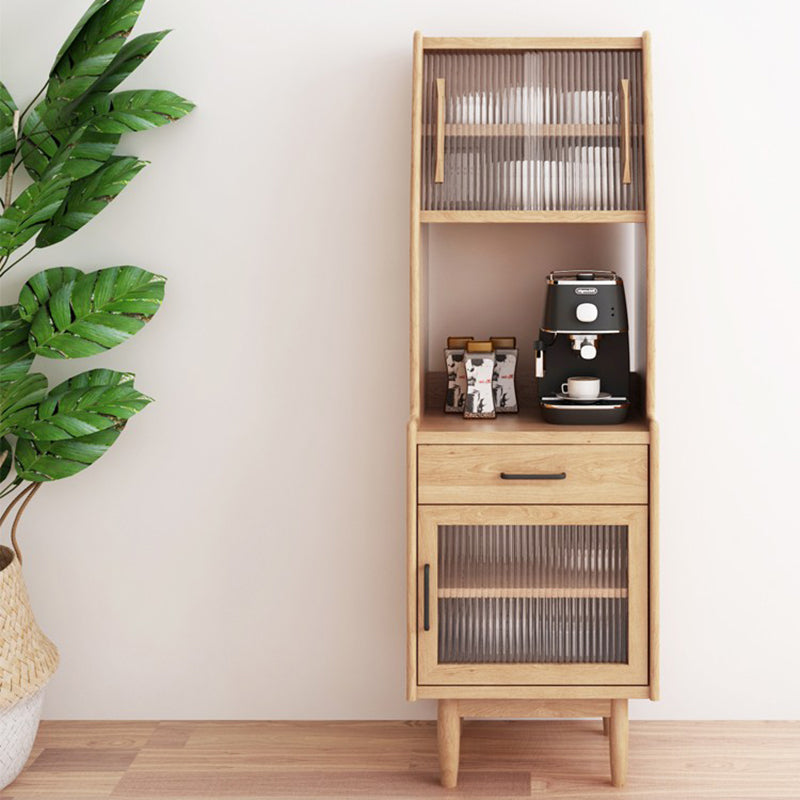 Pine Contemporary Storage Cabinet Glass Doors Dining Hutch with Drawers