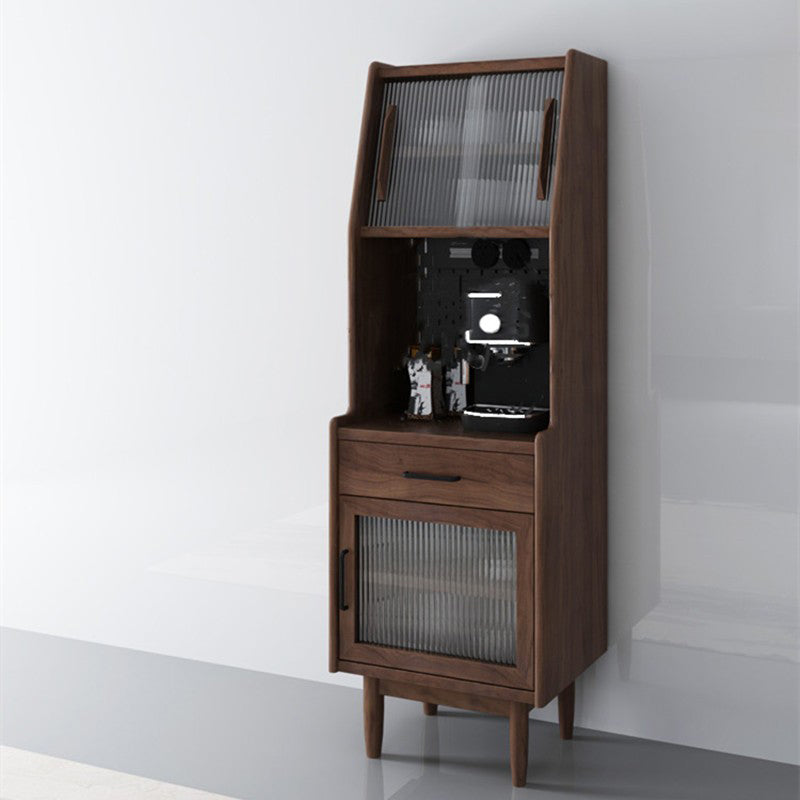 Pine Contemporary Storage Cabinet Glass Doors Dining Hutch with Drawers