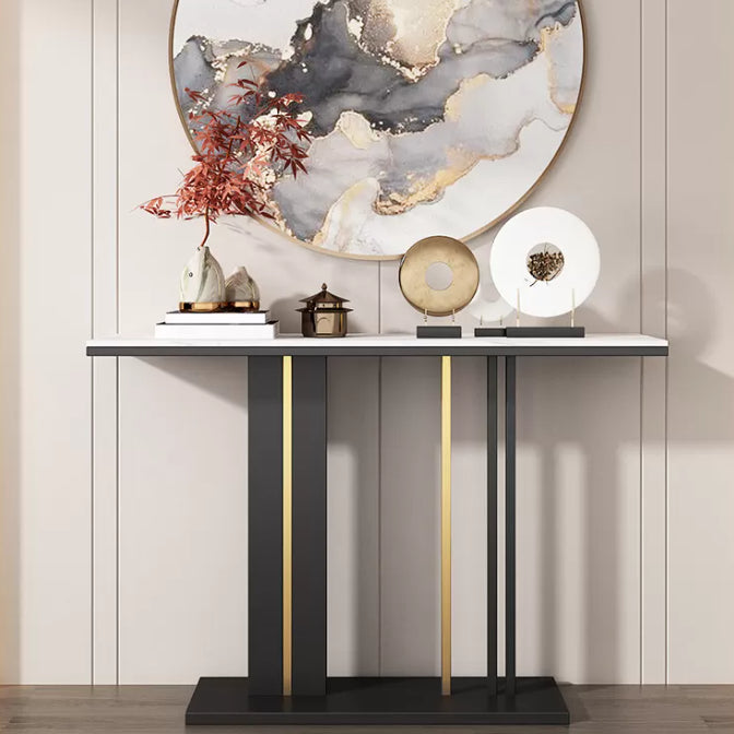 Modern Stone Console Table 1 Shelf 31.5" Tall End Table for Hall