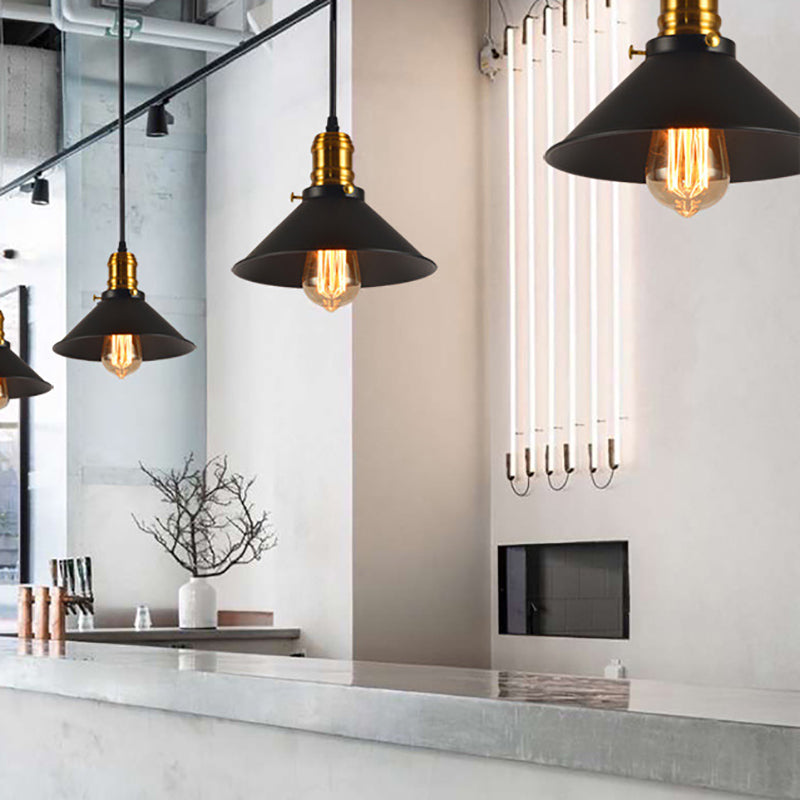Ombra conica a sospensione Illuminazione a sospensione in stile loft metallo 1 luce in ottone appesa al soffitto, 1/2/3 pacchetto