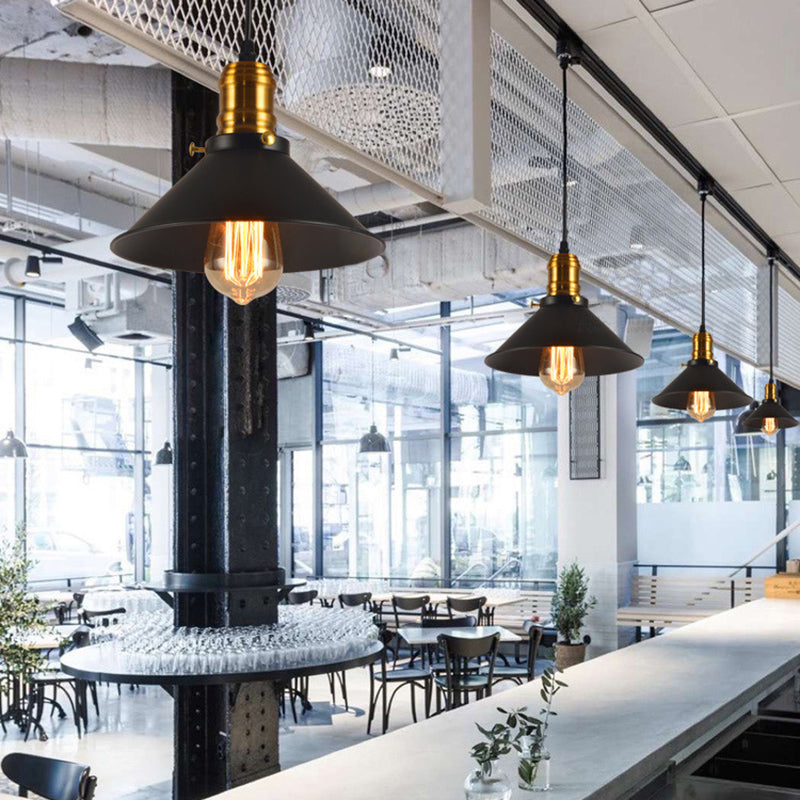 Ombra conica a sospensione Illuminazione a sospensione in stile loft metallo 1 luce in ottone appesa al soffitto, 1/2/3 pacchetto