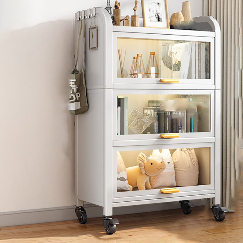 Closed Back Standard Bookcase Glam Metal Bookshelf with Doors