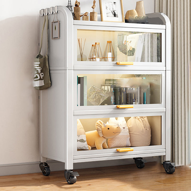 Closed Back Standard Bookcase Glam Metal Bookshelf with Doors