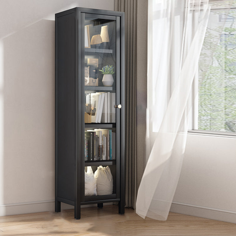 Closed Back Standard Bookcase Glam Metal Bookshelf with Doors