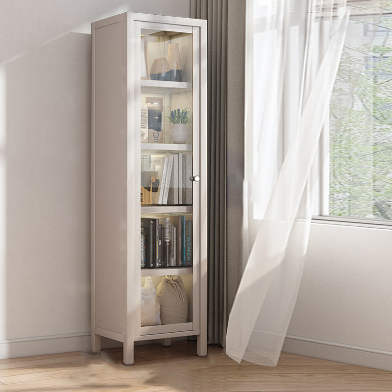 Closed Back Standard Bookcase Glam Metal Bookshelf with Doors