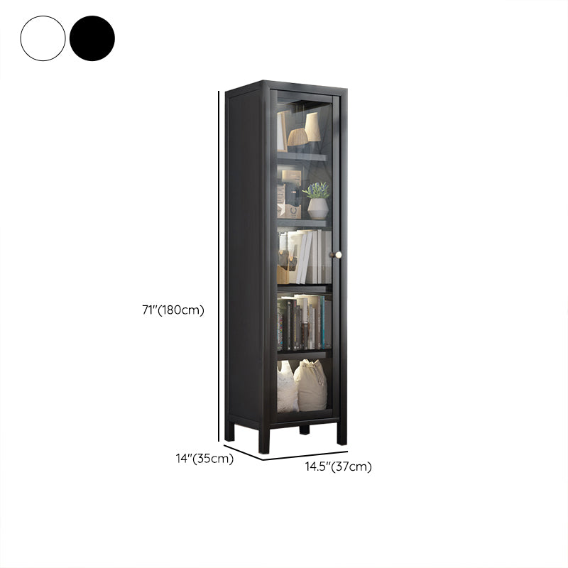 Closed Back Standard Bookcase Glam Metal Bookshelf with Doors