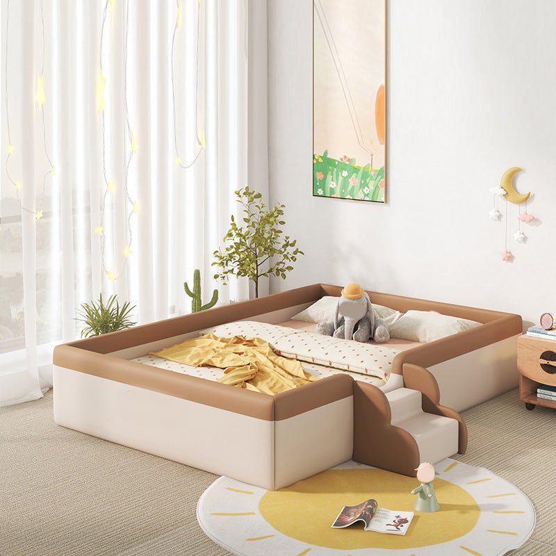 Solid Wood Standard Bed with Guardrails Cabin Twin/Full Bed with Storage
