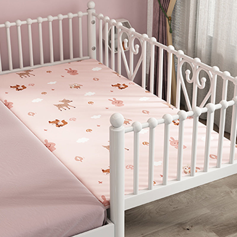 White Contemporary Panel Bed Open Frame Kids Bed with Mattress