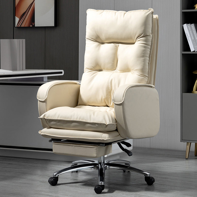 Armless Chair Modern No Distressing Leather Ergonomic Office Chair with Wheels