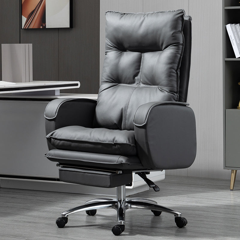 Armless Chair Modern No Distressing Leather Ergonomic Office Chair with Wheels