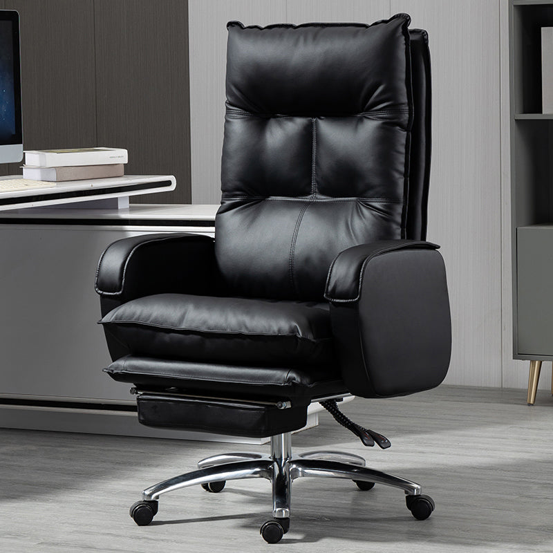 Armless Chair Modern No Distressing Leather Ergonomic Office Chair with Wheels