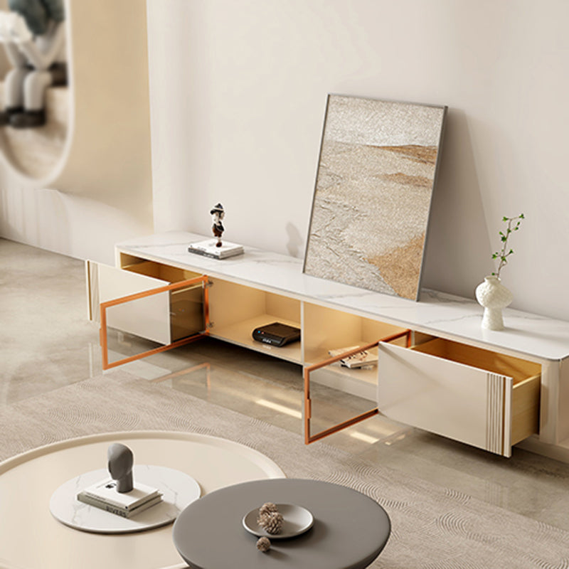 Contemporary Round White Cocktail Table 1 Drawer Drum Coffee Table Set