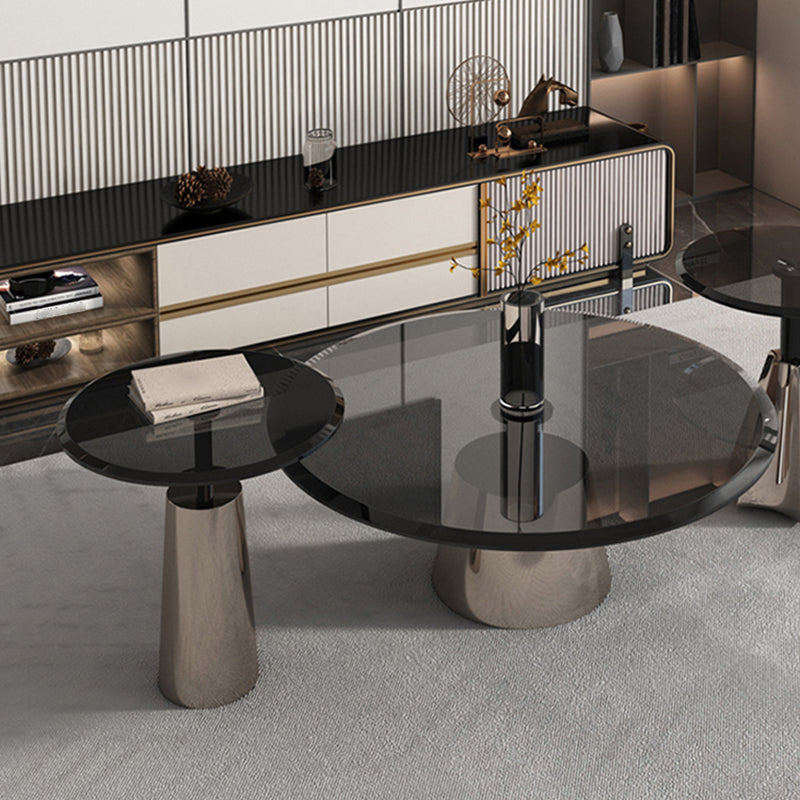 Black Glass Top Bunching Tables Abstract Coffee Cocktail Table