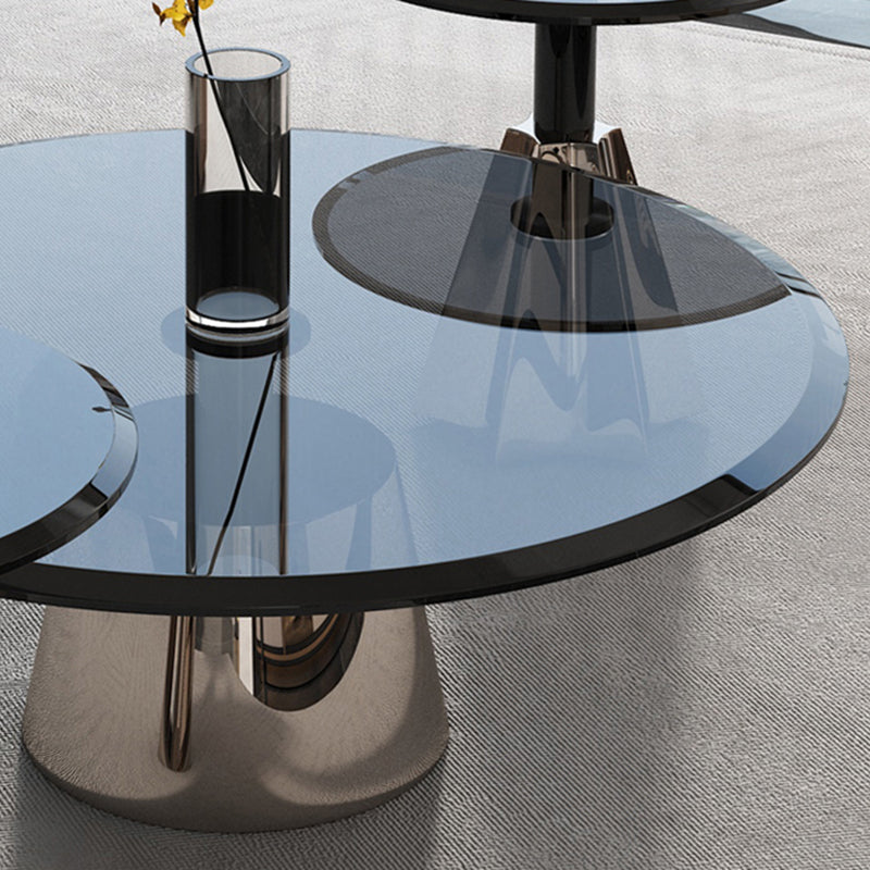 Black Glass Top Bunching Tables Abstract Coffee Cocktail Table