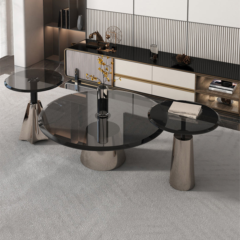 Black Glass Top Bunching Tables Abstract Coffee Cocktail Table