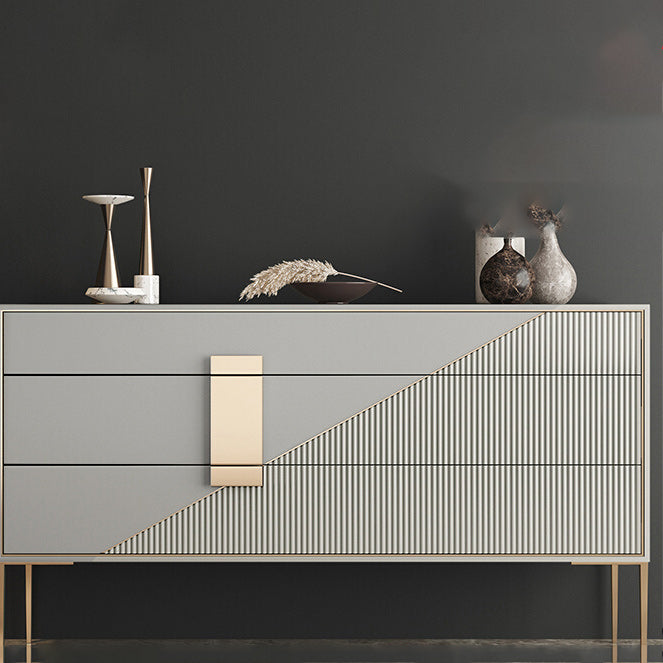 Glam Horizontal Storage Chest Soft-Close Drawers Wood Double Chest