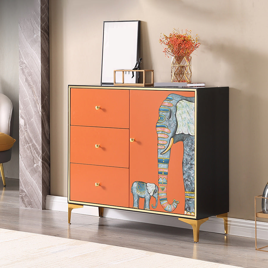 Glam Storage Chest Wooden Horizontal Lingerie Chest with Drawers