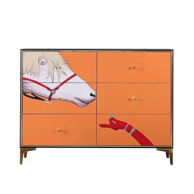 Glam Storage Chest Wooden Horizontal Lingerie Chest with Drawers