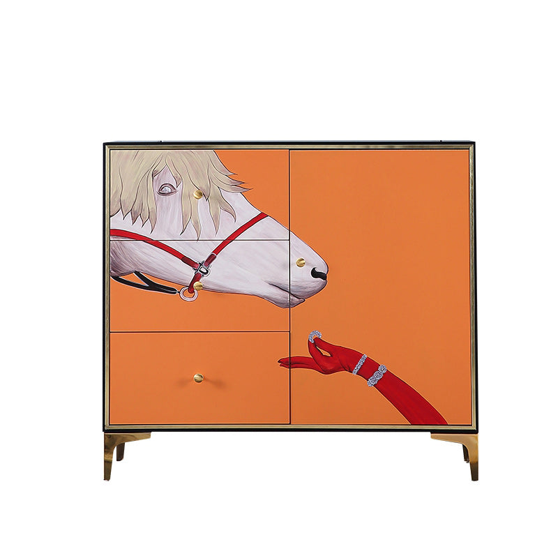 Glam Storage Chest Wooden Horizontal Lingerie Chest with Drawers