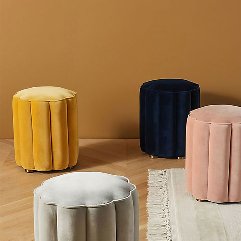 Solid Color Flannel Standard Stool Modern Style Simple Unique Shape Stool