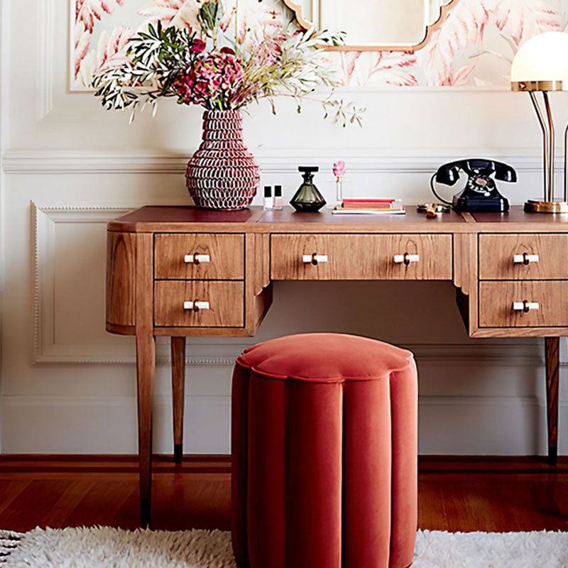 Solid Color Flannel Standard Stool Modern Style Simple Unique Shape Stool