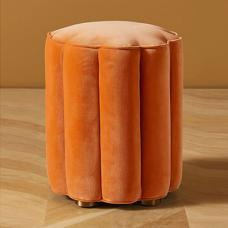 Solid Color Flannel Standard Stool Modern Style Simple Unique Shape Stool