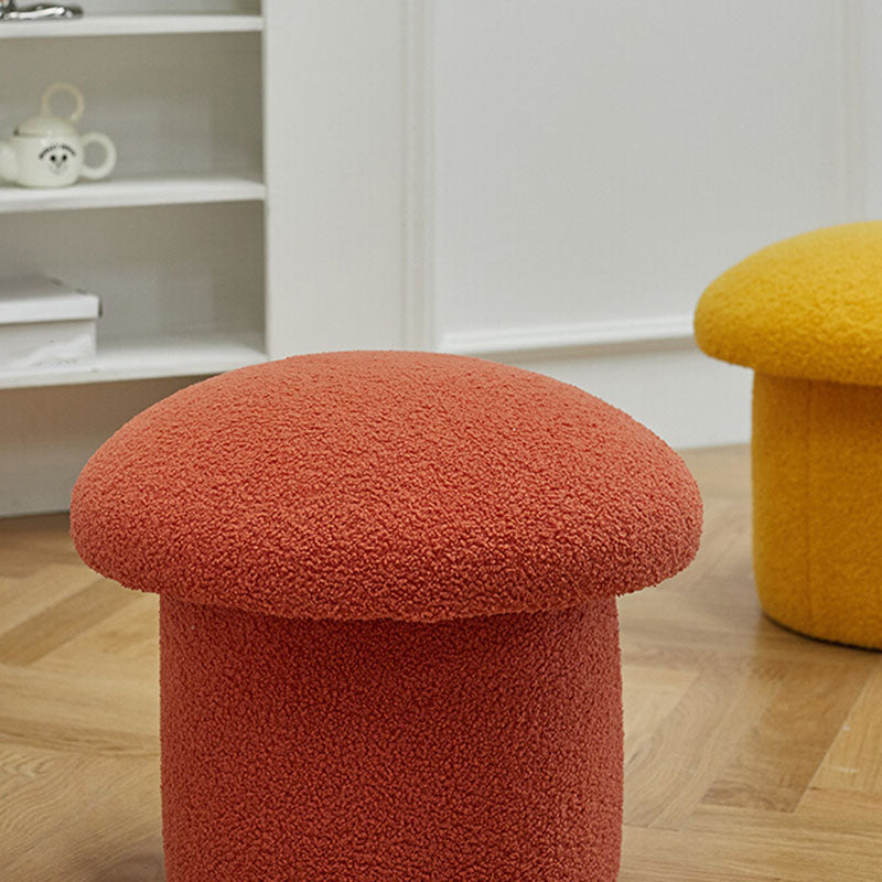 Solid Color Flannel Standard Stool Modern Style Simple Mushroom Stool