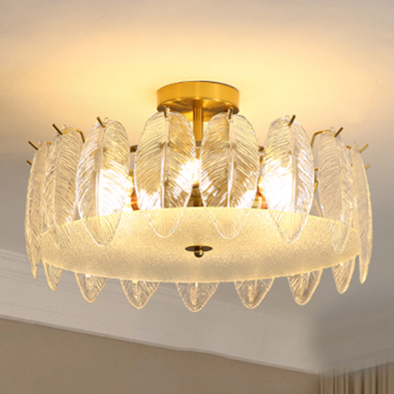 Contemporary Simplicity Ceiling Lamp Glass Flush Mount Light Fixture for Bedroom