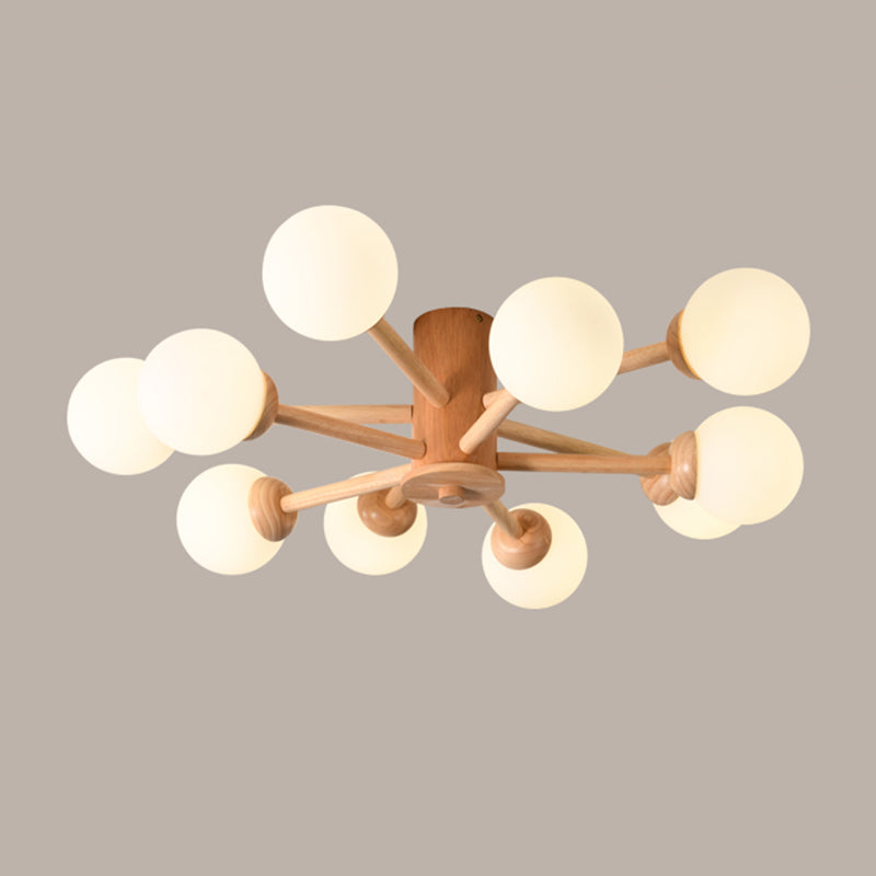 Nordic Style Wooden Ceiling Light Ball Shape Shade Ceiling Lamp for Living Room