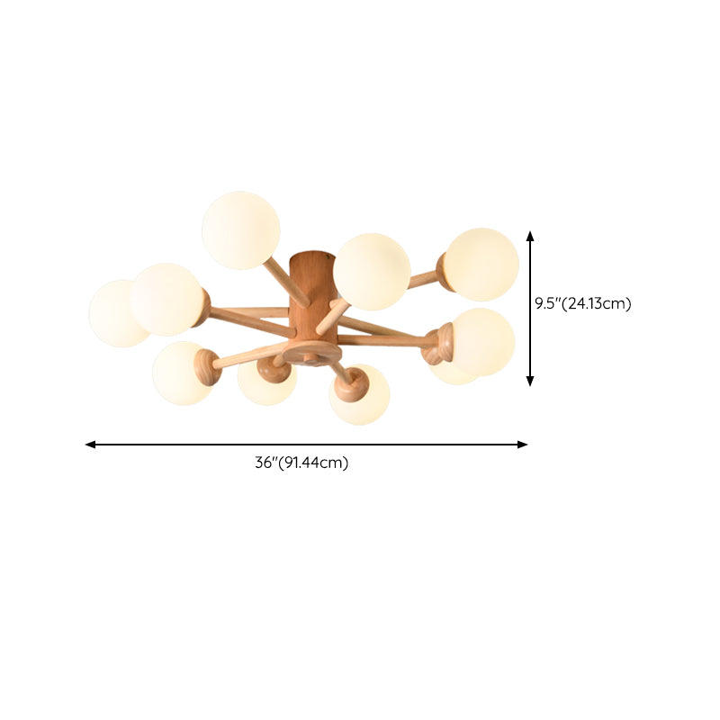 Nordic Style Wooden Ceiling Light Ball Shape Shade Ceiling Lamp for Living Room