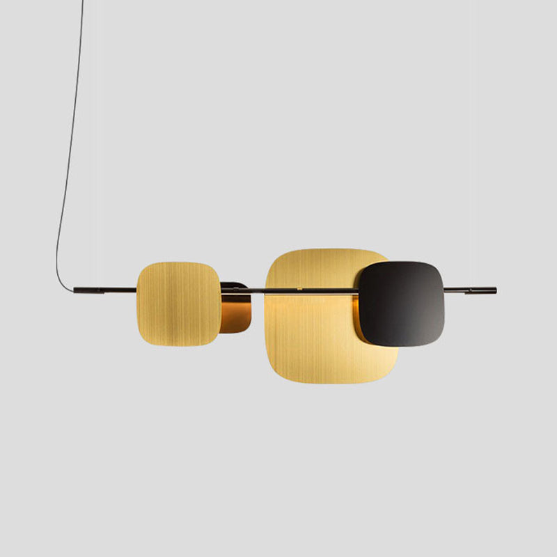 Contemporary LED Kitchen Island Lighting Metal Pendant Ceiling in Black & Gold